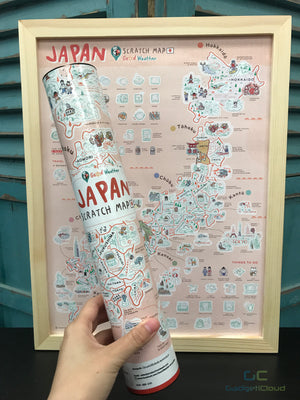 Japan Scratch Travel Map with Frame - GadgetiCloud