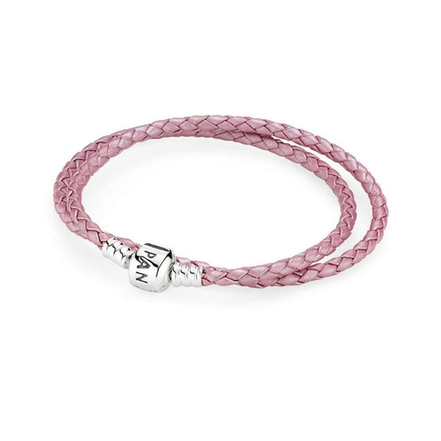 Pandora 590705CMP D2 38cm Moments Double Pink Leather Bracelet women jewellery
