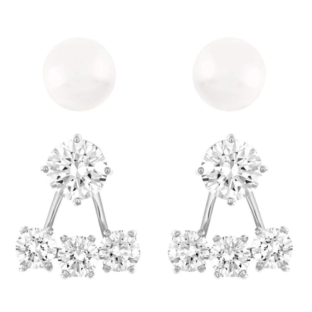 SWAROVSKI Attract Crystal Pearl & Clear Crystal Earring Jackets Set #5184312