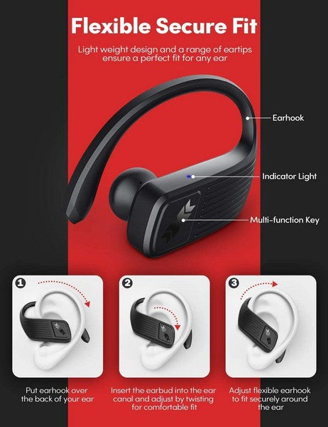 PELDA Bluetooth Headphones, Wireless Earbuds 5.0 Auto Pairing HiFi Stereo Sound True Wireless Earbuds in Ear Bluetooth Earphones Binaural Call Headset with Built in Mic and Charging Case for Sports