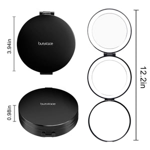 LED Lighted 3-fold Rechargeable Travel Makeup Mirror - 7X/5X/1X Magnification - GadgetiCloud